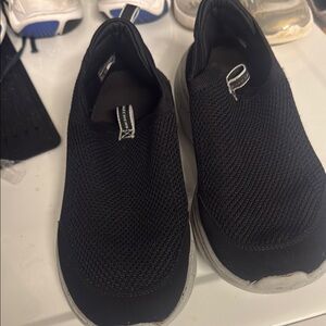 Skechers Black and Gray Slip-On Sneakers with Breathable Mesh